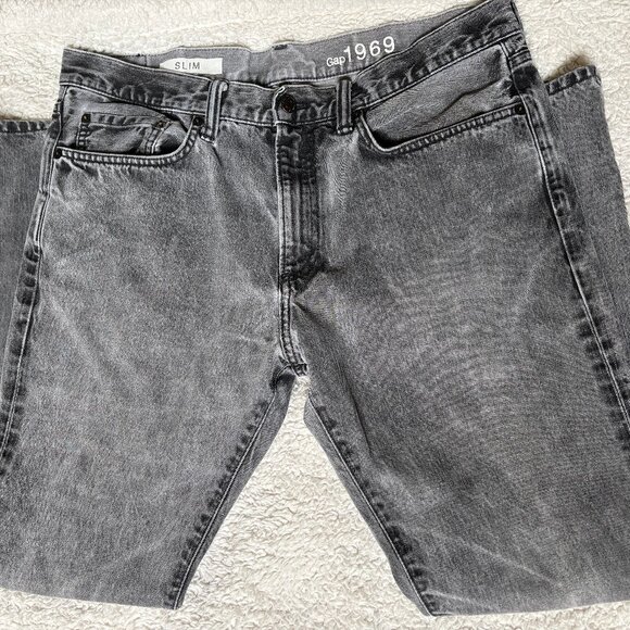 GAP 1969 Men's Slim Black Processed Wash jeans, size 35 x 30 - Picture 1 of 7